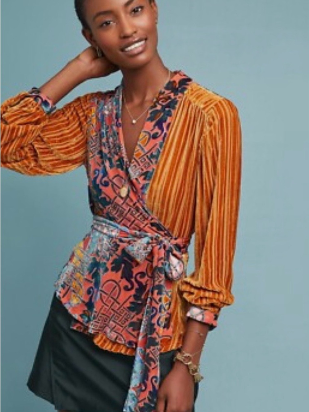 Anthropologie Moulinette Soeurs Velvet Wrap Top Size Small